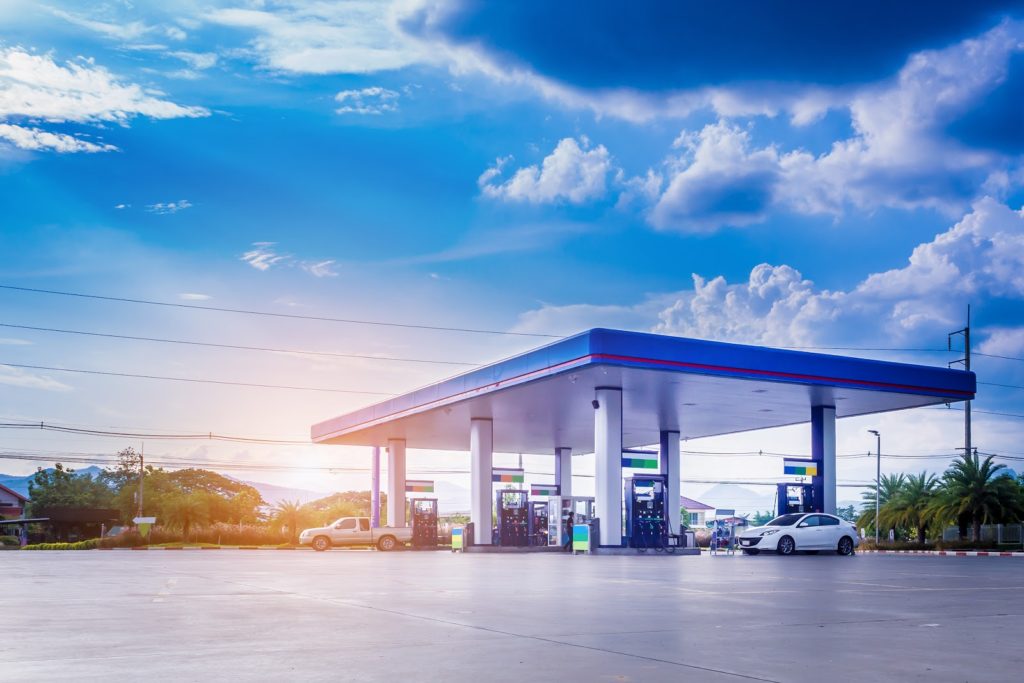 Gas Station With Beautiful Sky