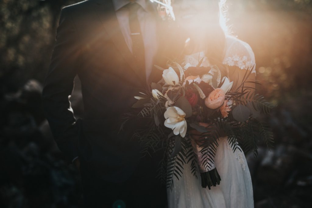 Married Couple with Bouqette 