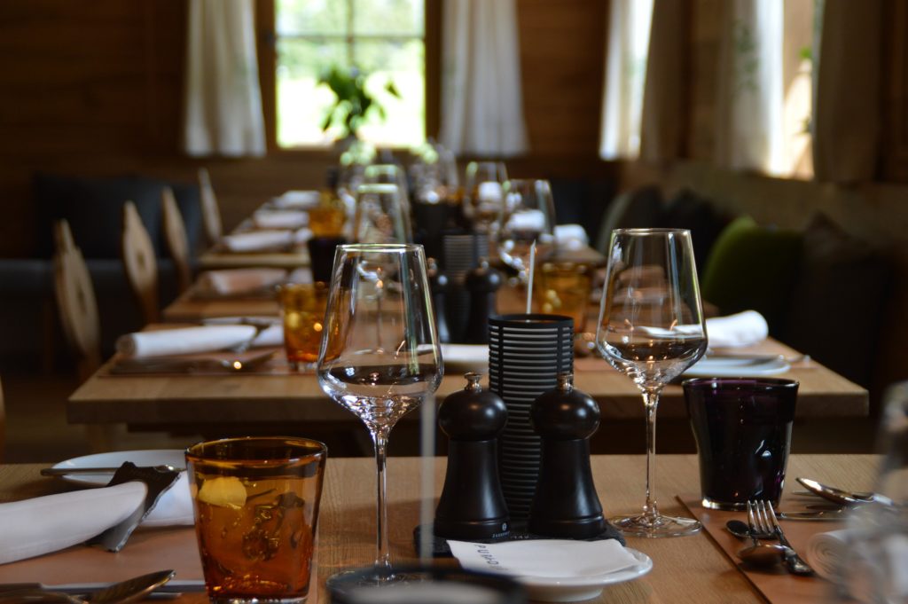 Restaurant Tables with Drinking Glasses